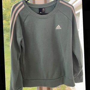 Lightly worn Adidas green crew neck sweatshirt kids size Medium
